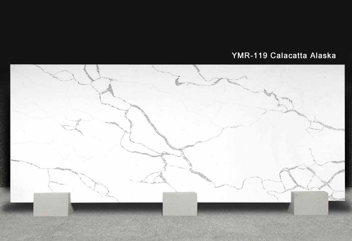 Calacatta Alaska White YMR119 Quartz Countertops Yomi Stone